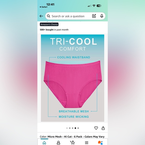 NEW 6 pack size 8 XL hi cut fruit of the loom women’s panties breathable cool - Picture 9 of 11